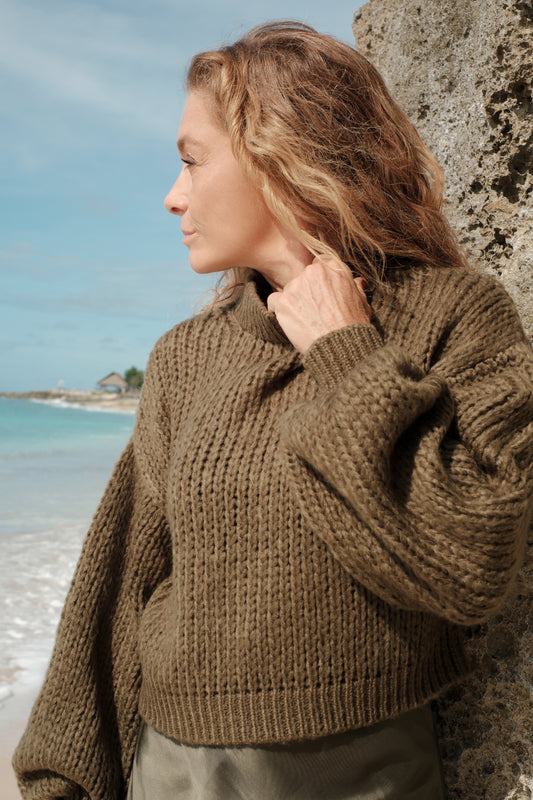 Mohérový svetr zelený