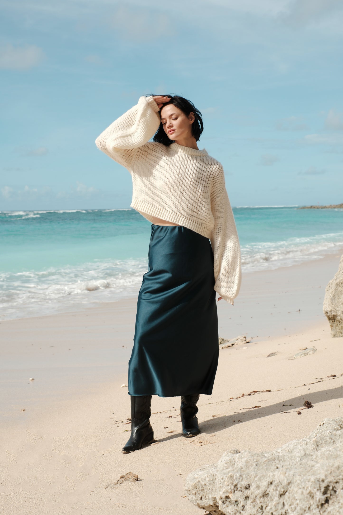 Hedvábná sukně modrá