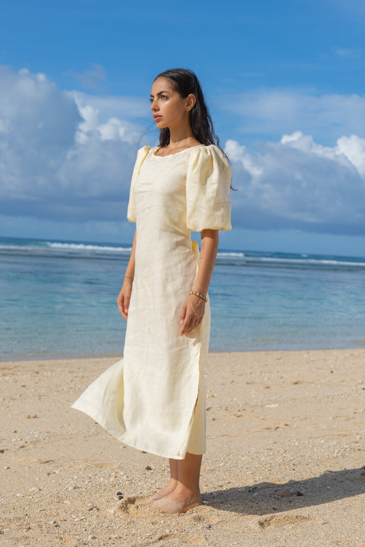 Lněné Butter Yellow šaty - předobjednávka