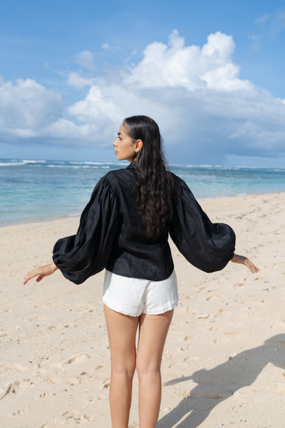 Lněná černá košile Eva