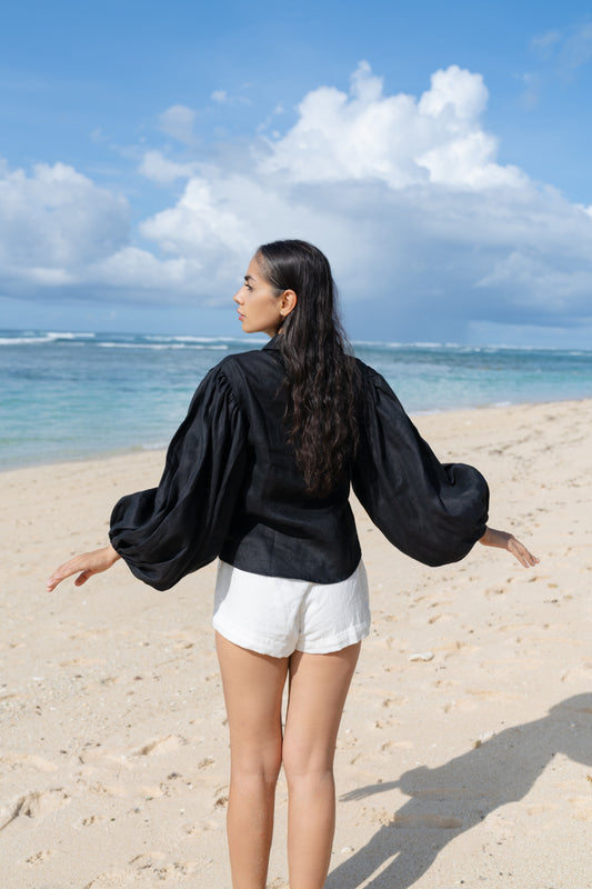 Lněná černá košile Eva