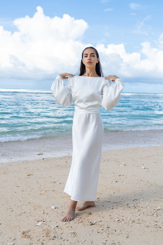 Hedvábná sukně bílá