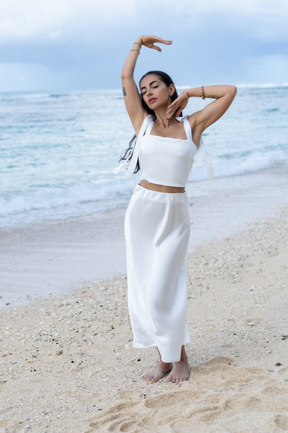 Hedvábná sukně bílá