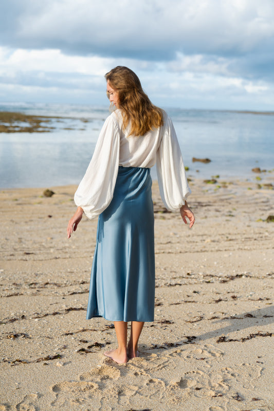 Hedvábná sukně modrá