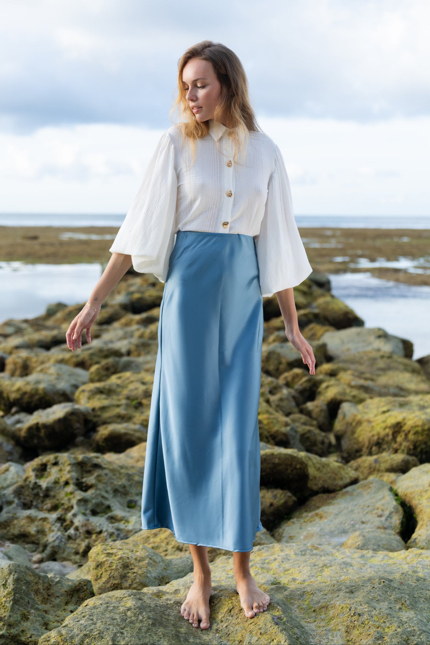 Hedvábná sukně modrá