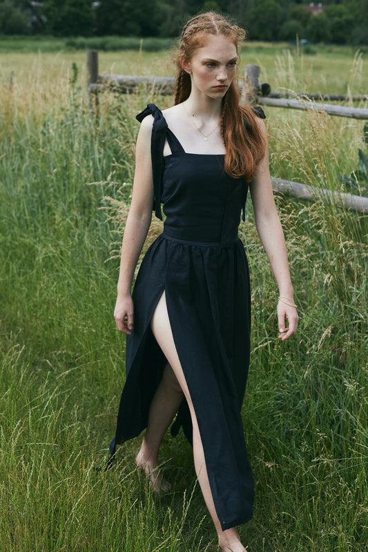 Lněné šaty s mašlemi