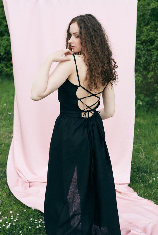 Lněné šaty Veronika černé