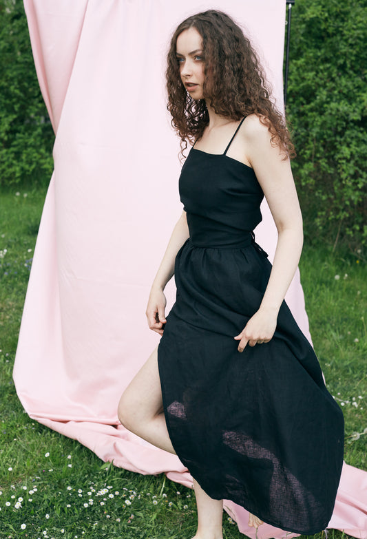 Lněné šaty Veronika černé
