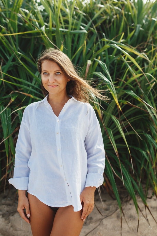 Lněná bílá košile