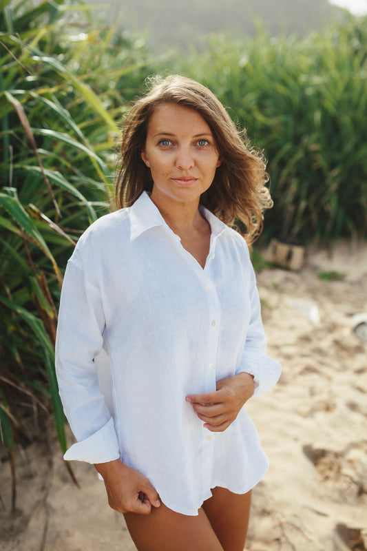 Lněná bílá košile