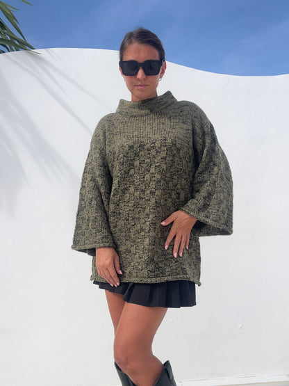 Svetr z přírodní příze khaki