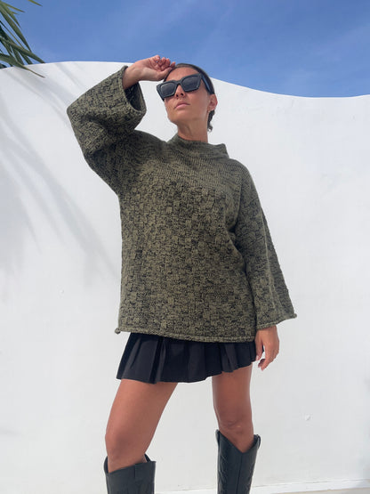 Svetr z přírodní příze khaki