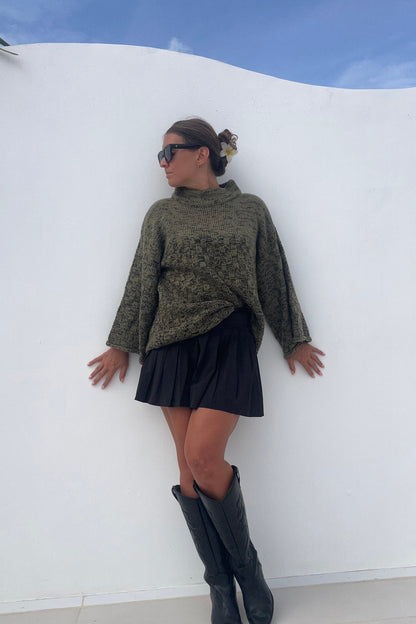 Svetr z přírodní příze khaki