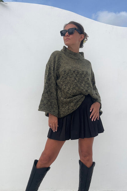 Svetr z přírodní příze khaki