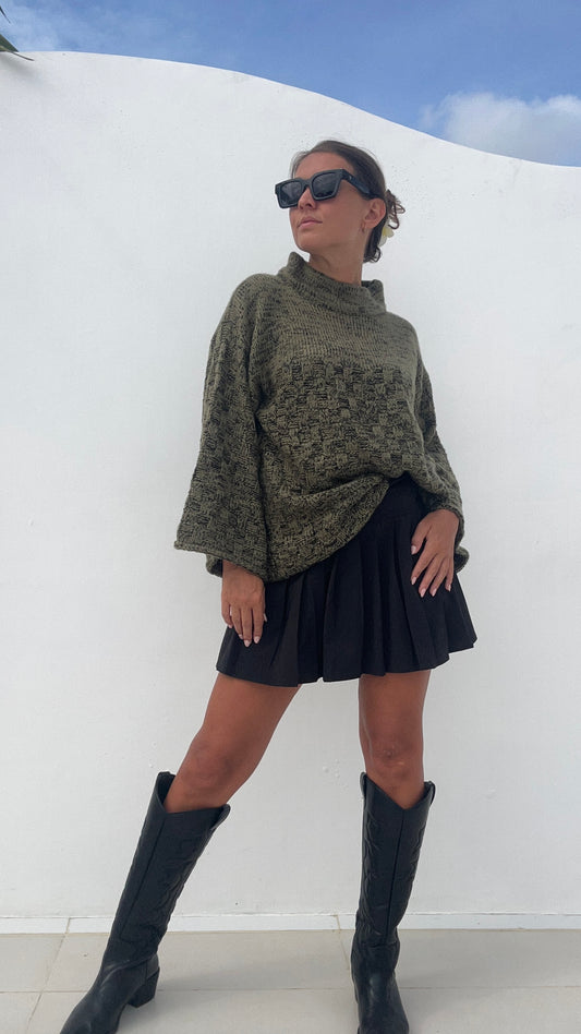 Svetr z přírodní příze khaki