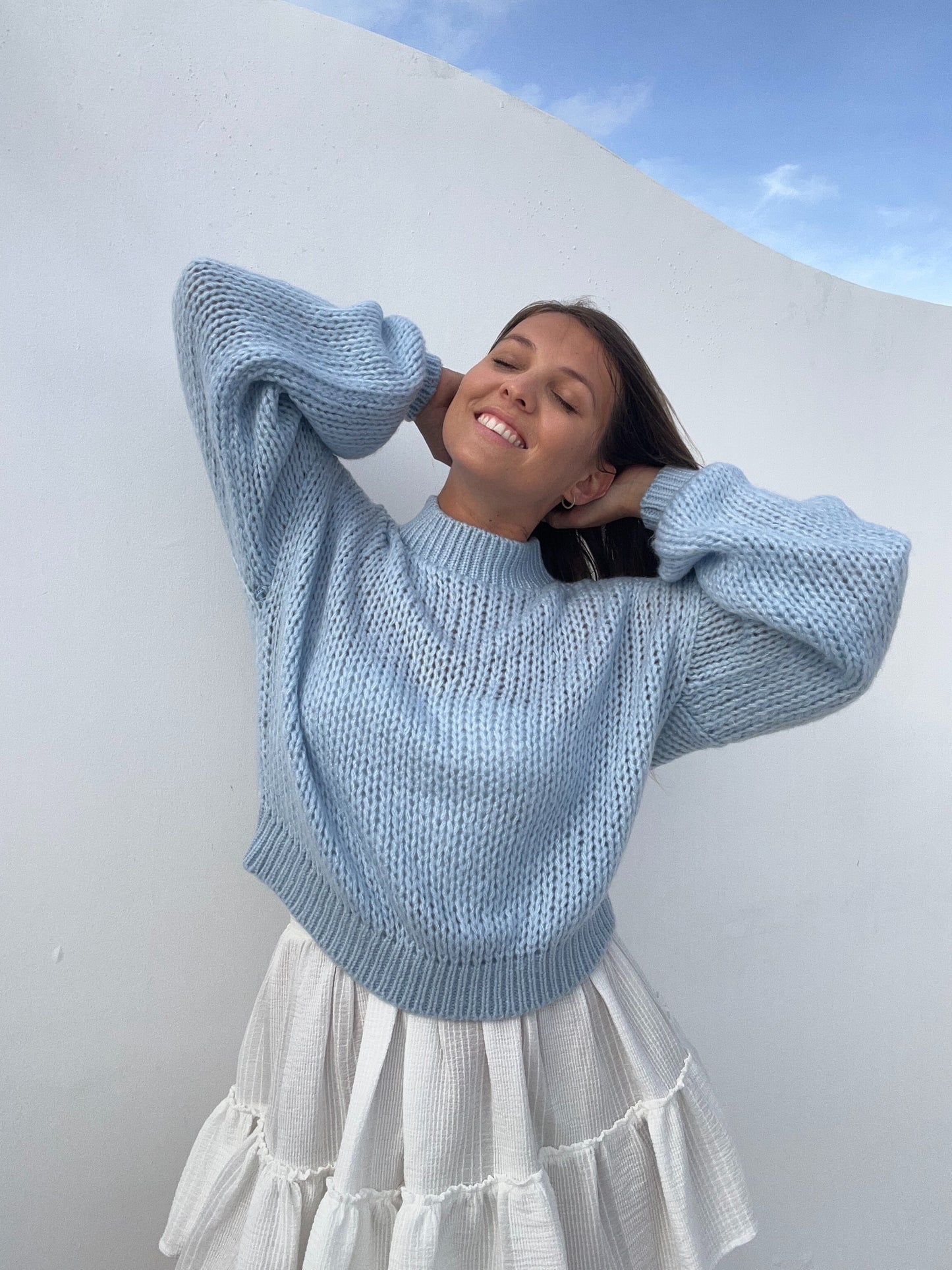 Mohérový svetr modrý