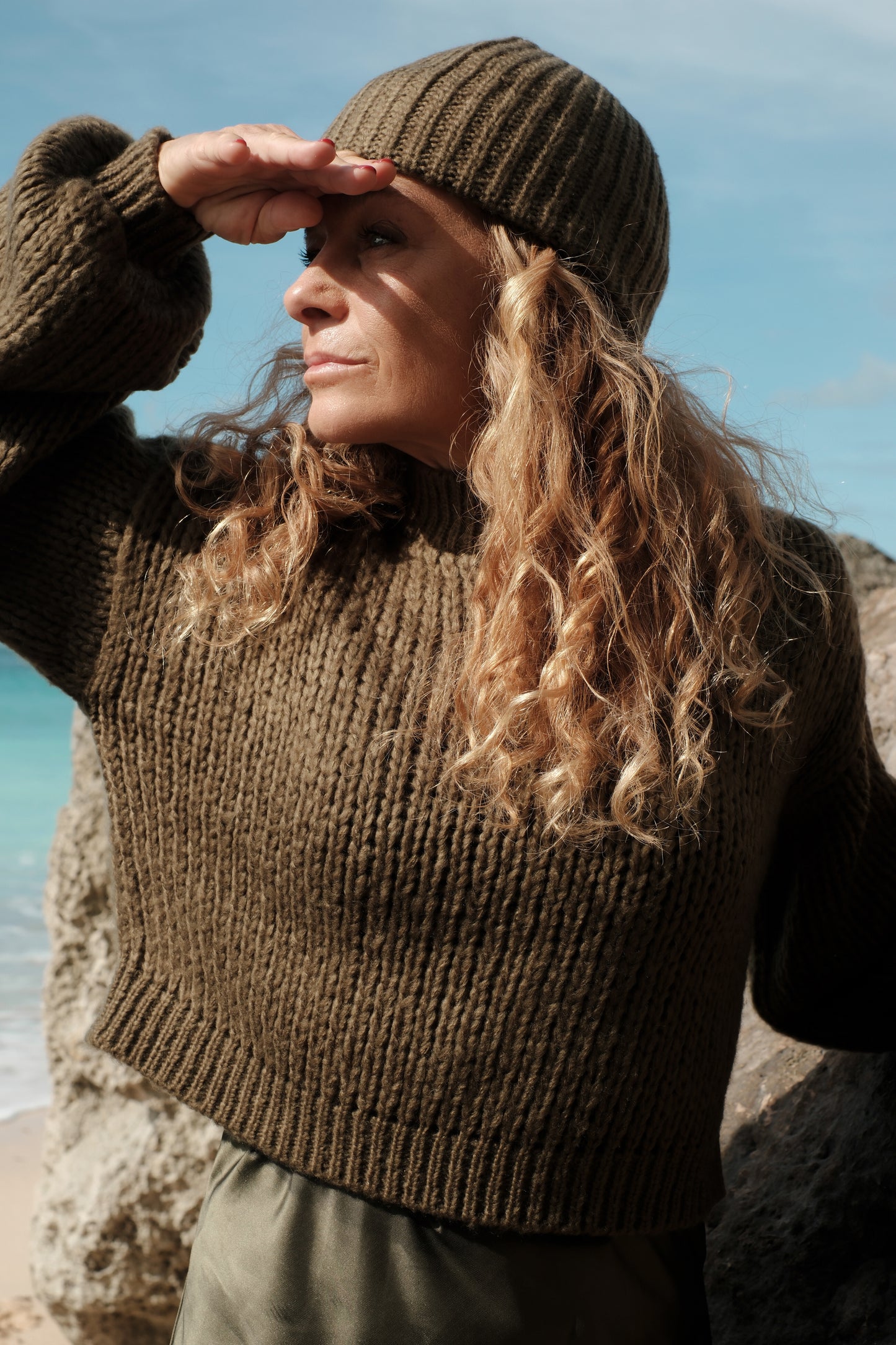 Mohérová čepice zelená