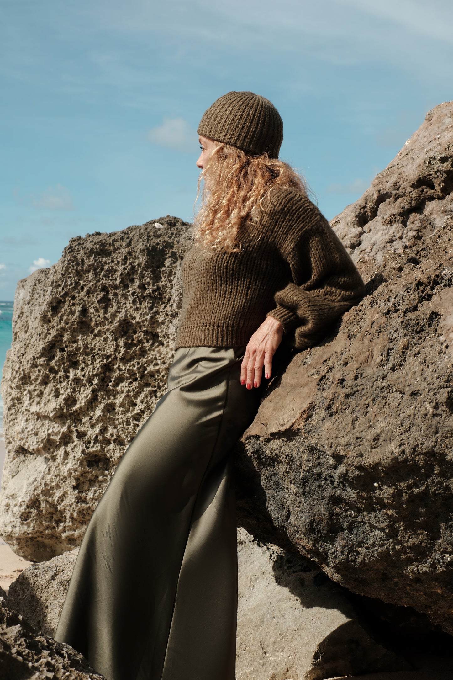 Mohérová čepice zelená