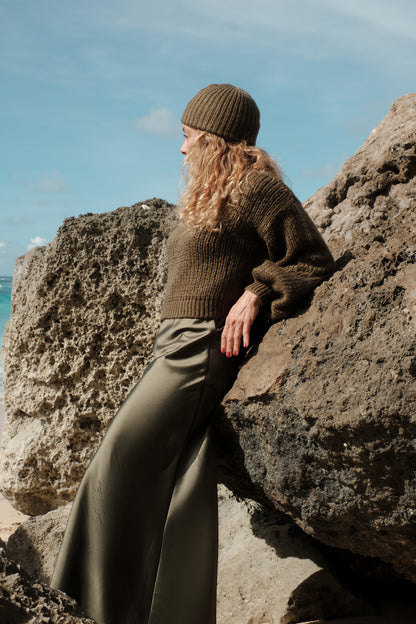 Mohérová čepice zelená