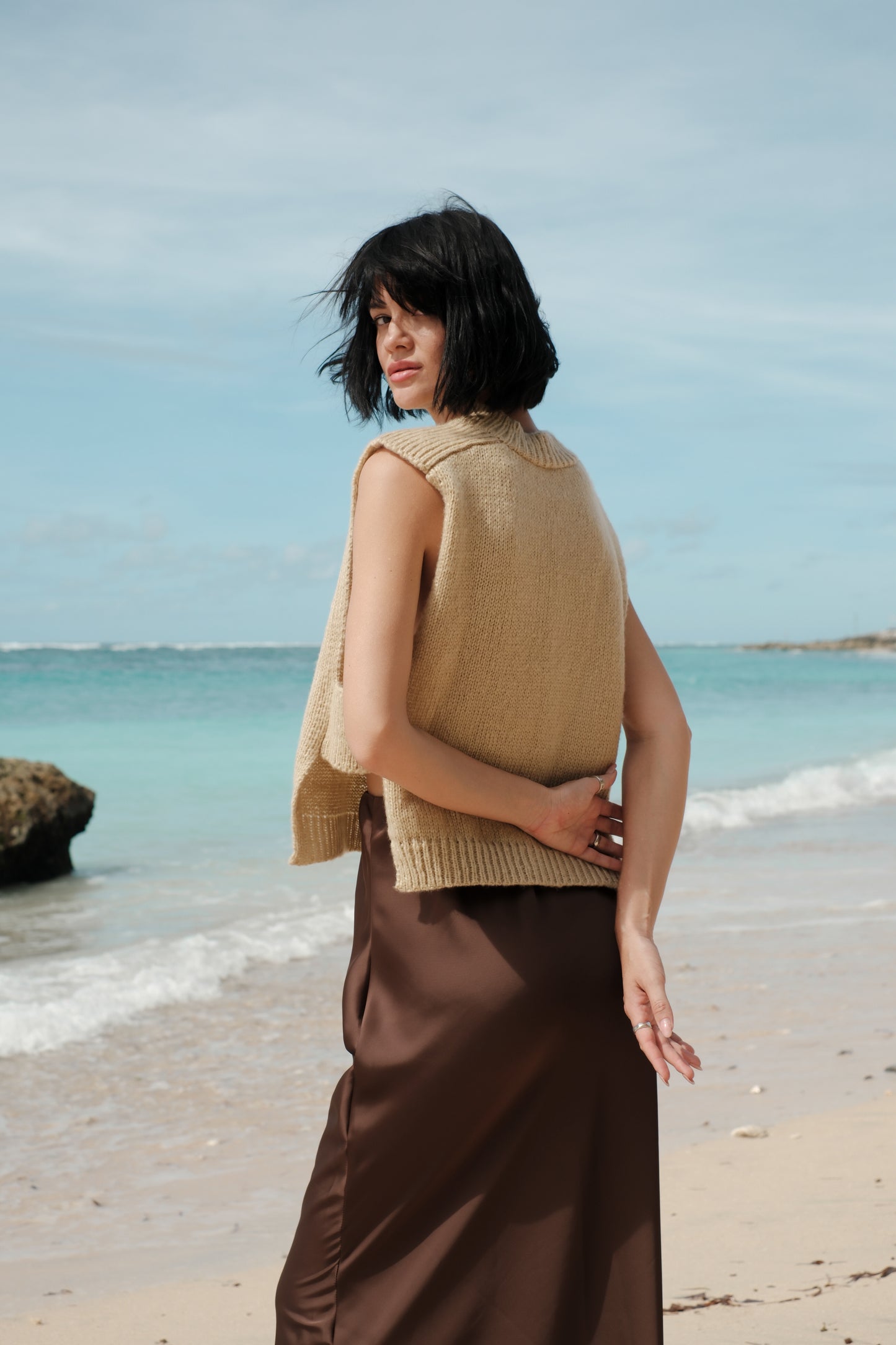 Mohérová vestička béžová