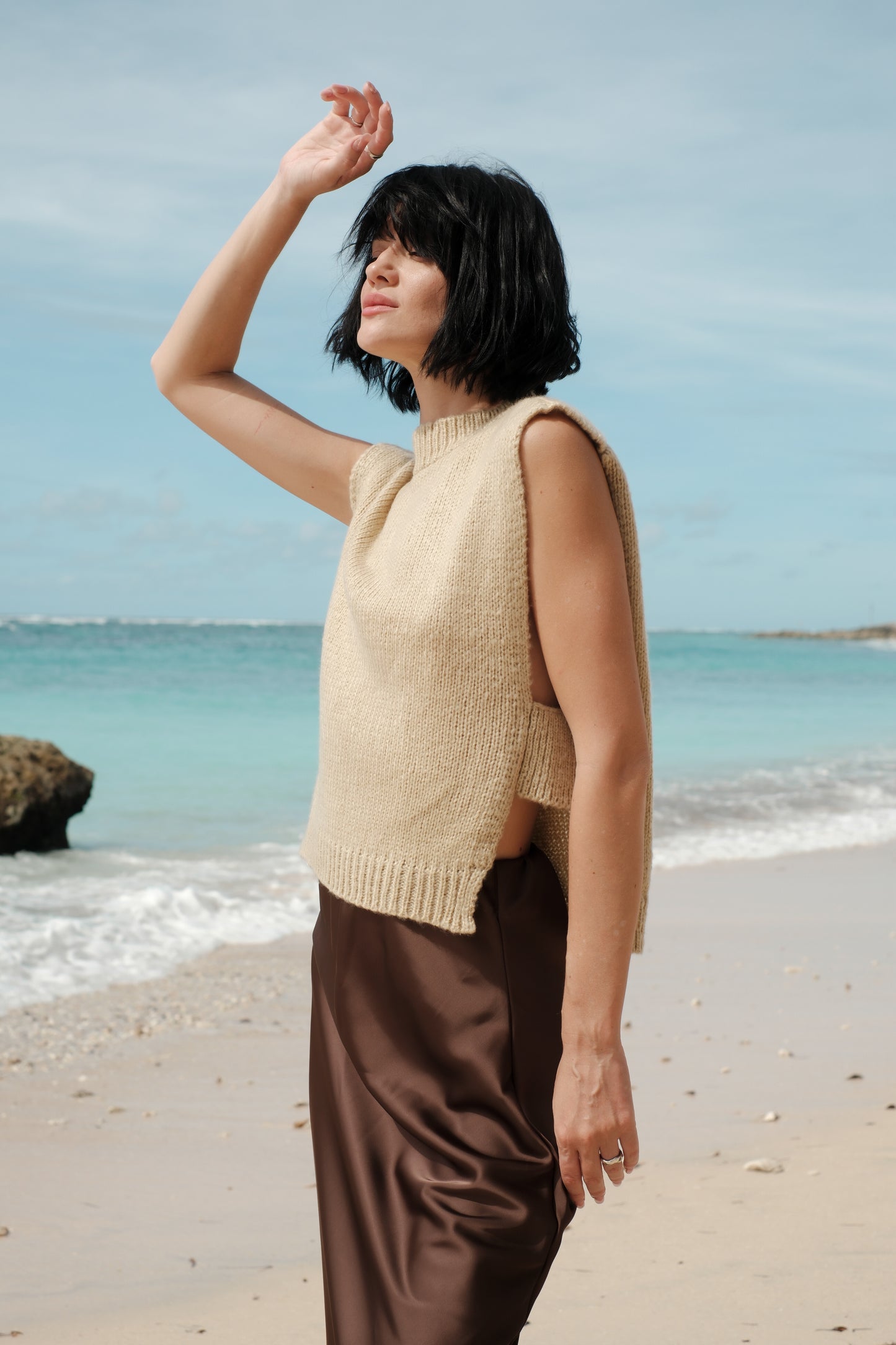 Mohérová vestička béžová