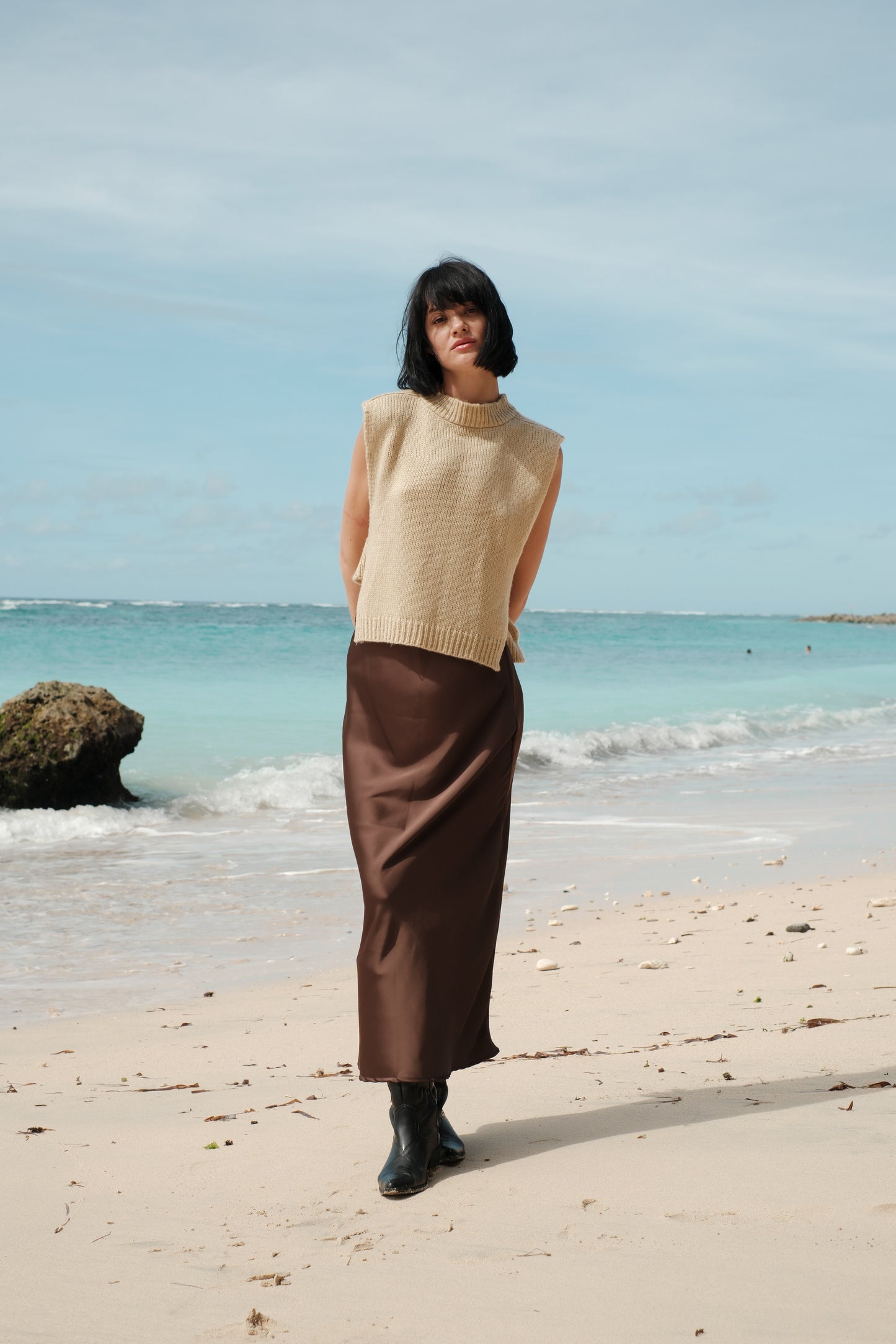 Mohérová vestička béžová