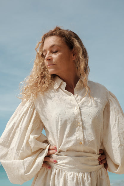 Žakárová košile s řasenými rukávy