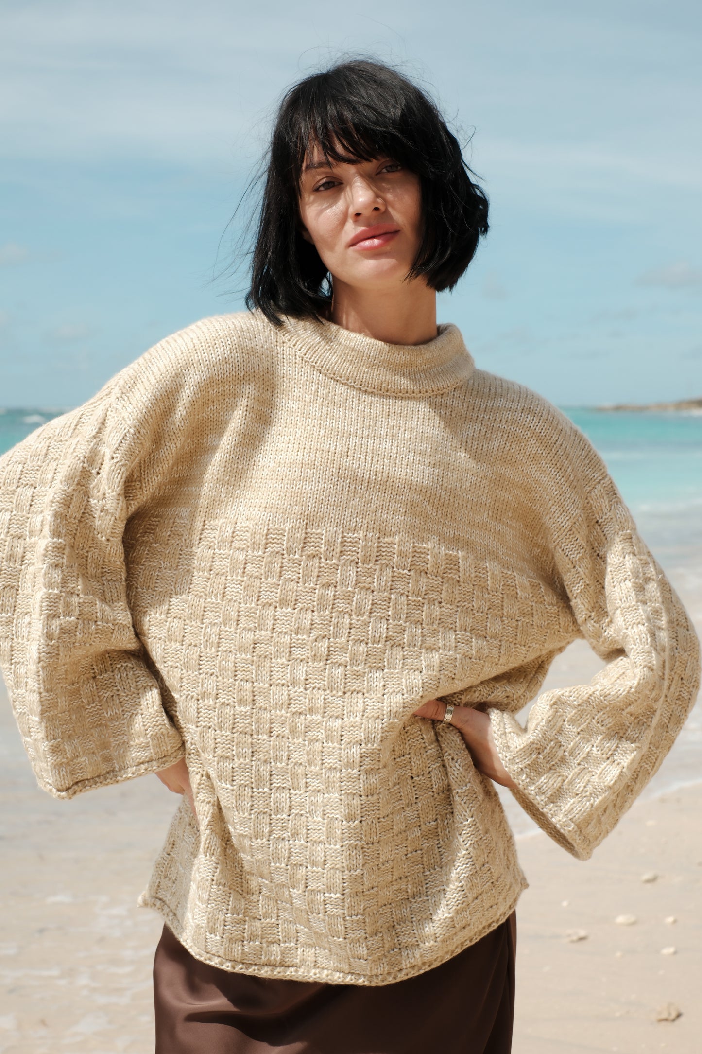 Svetr z přírodní příze béžový