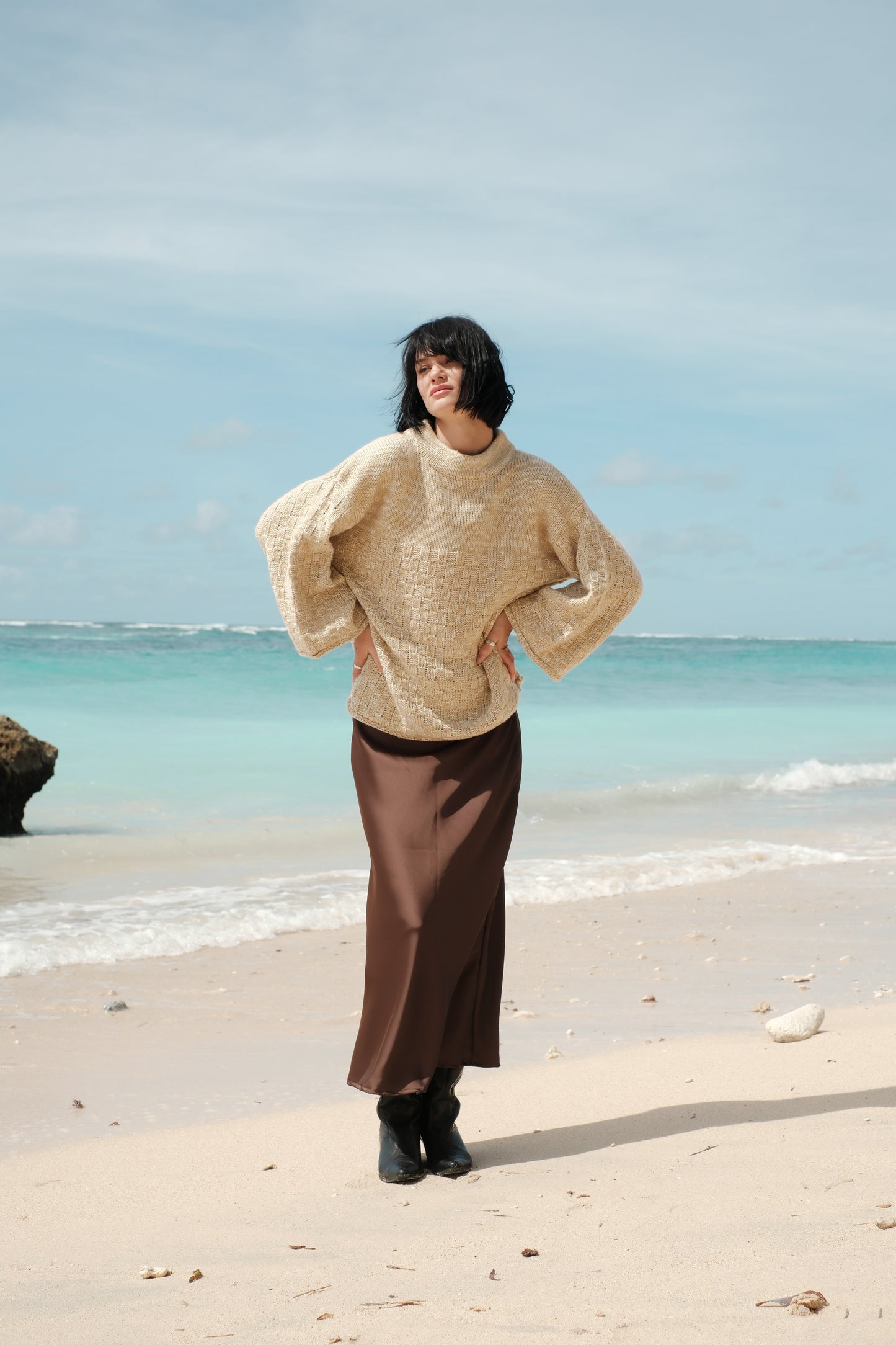 Svetr z přírodní příze béžový