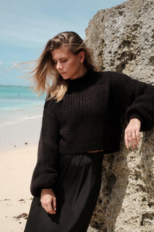 Mohérový svetr černý