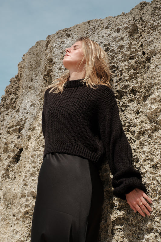 Mohérový svetr černý