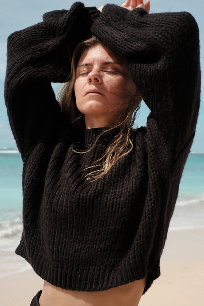 Mohérový svetr černý