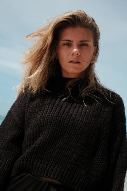 Mohérový svetr černý