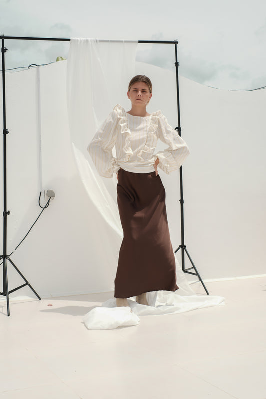 Hedvábná sukně hnědá