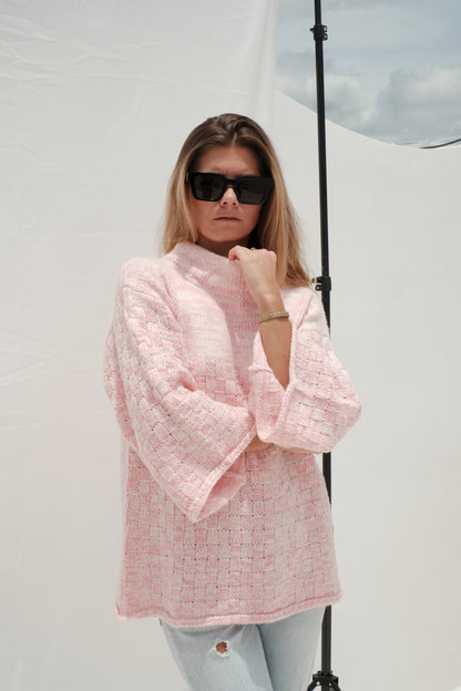Svetr z přírodní příze růžový