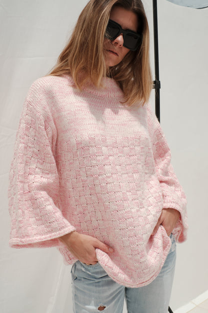 Svetr z přírodní příze růžový