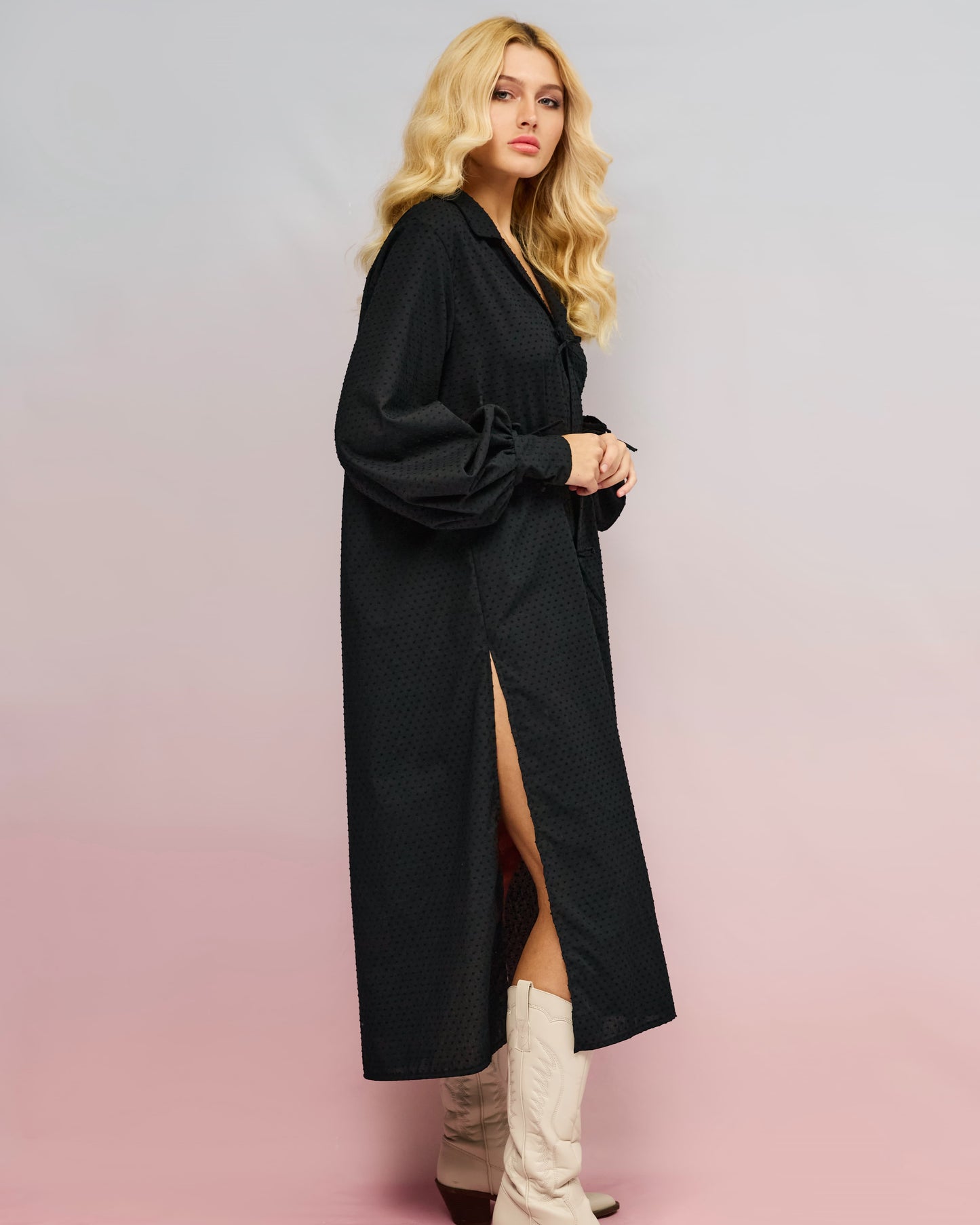 Černé košilové šaty s mašlemi